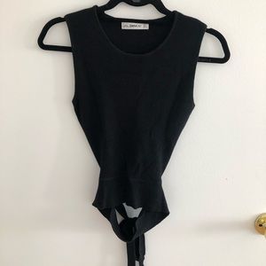 Zara Knit Tie Back Sleeveless Sweater NWOT